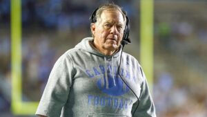 UNC’s Bill Belichick reacts to 48-14 loss to TCU in college coaching debut